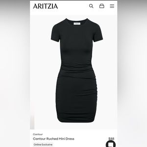 Aritzia Babaton Contour Ruched Black Mini Dress